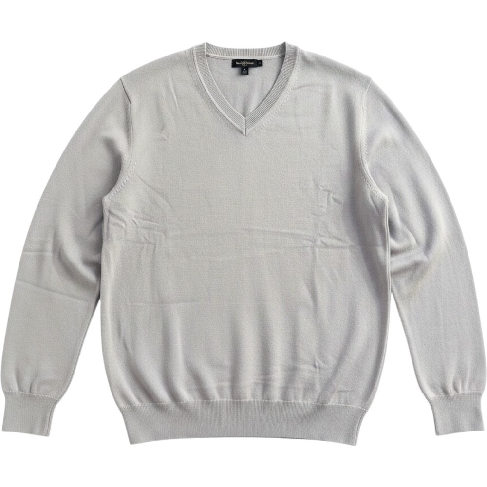NWT Black Brown 1826 Supima‎ Cotton V-Neck Sweater XL Shark Grey NEW